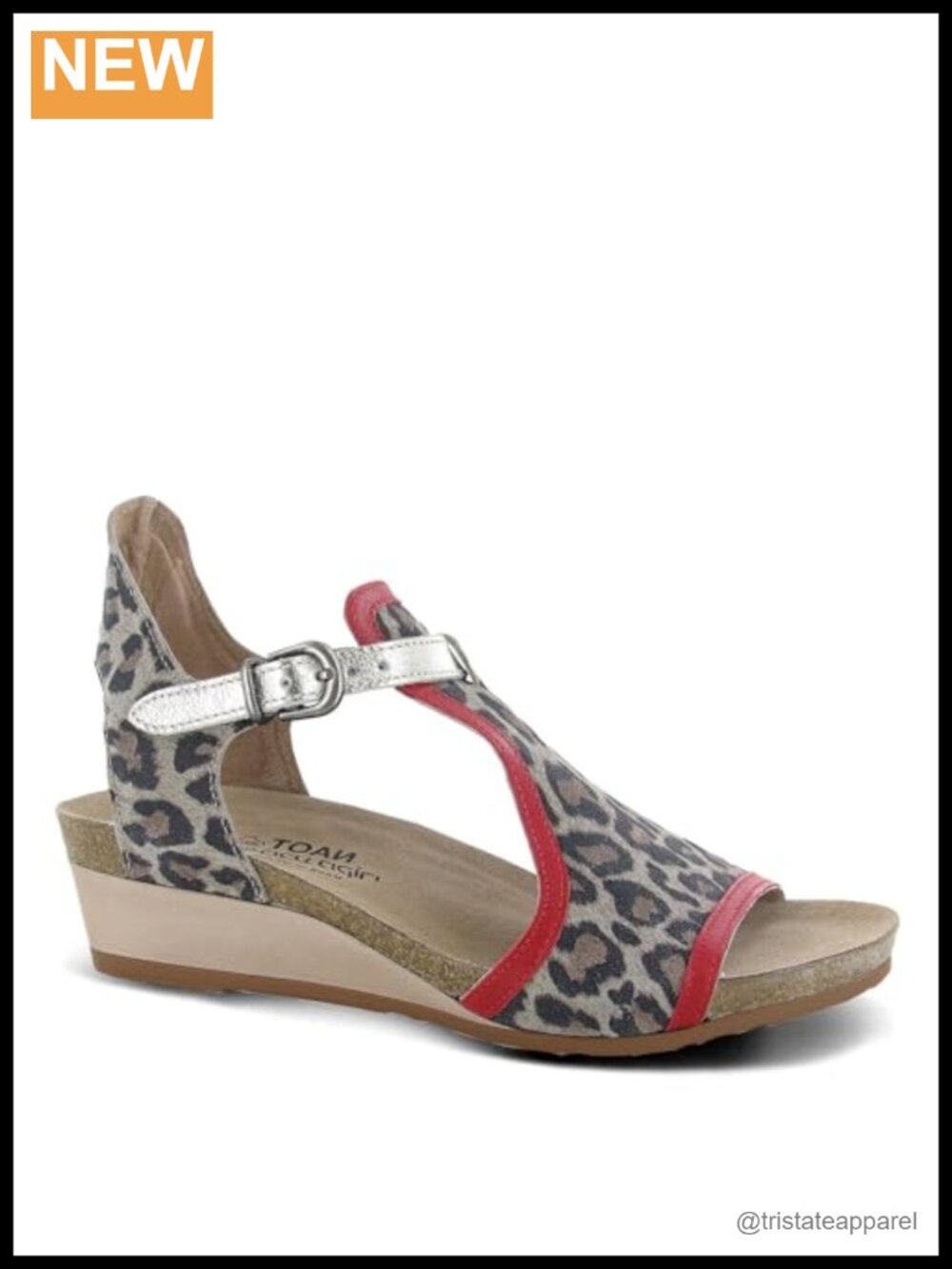 Naot Fiona Wedge Sandal Cork Latex Footbed Arch Support Hook & Loop Casual